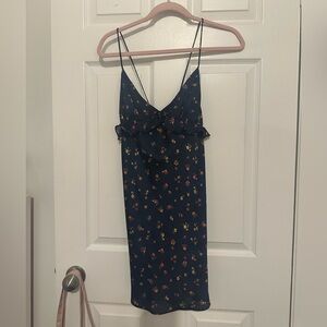Zara navy silk floral dress